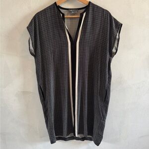 Vince - Black and White Patterned Silk Tunic - Size XXS